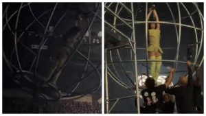 After Beyonce, Katy Perry almost FALLS as prop malfunctions; crew rush to bring her down as prop tilts - WATCH