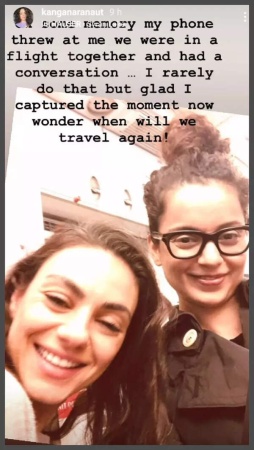 Kangana Ranaut's Throwback Photo Captures Chance Meeting with Mila Kunis on Flight