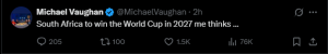 Michael Vaughan Predicts South Africa to Triumph at 2027 Cricket World Cup