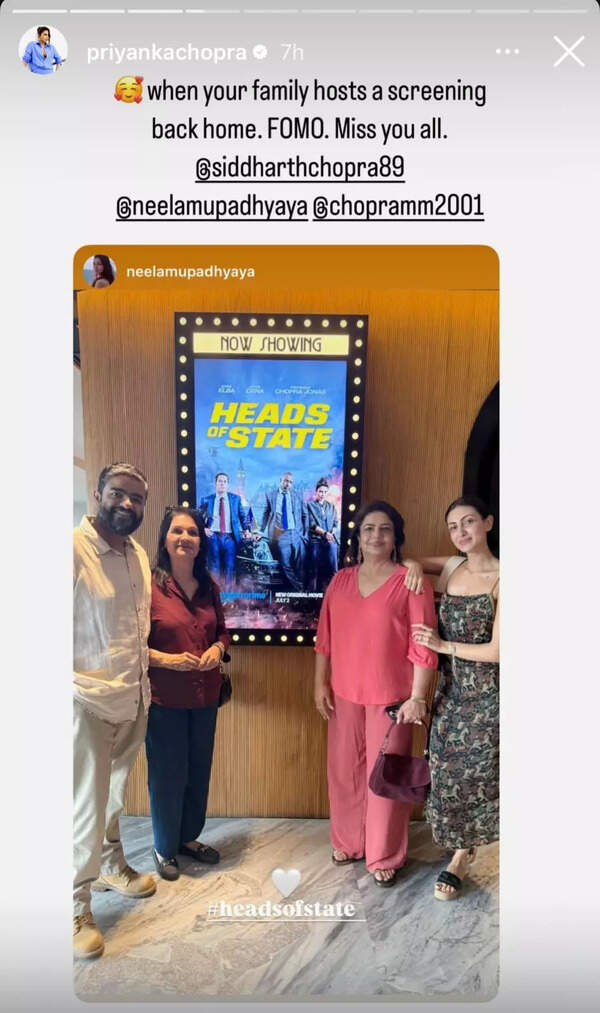 Priyanka misses her family screening 'Heads of State'.