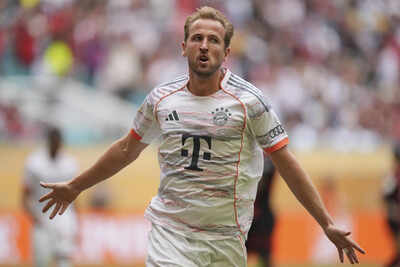 Harry Kane celebrates a goal against Flamengo