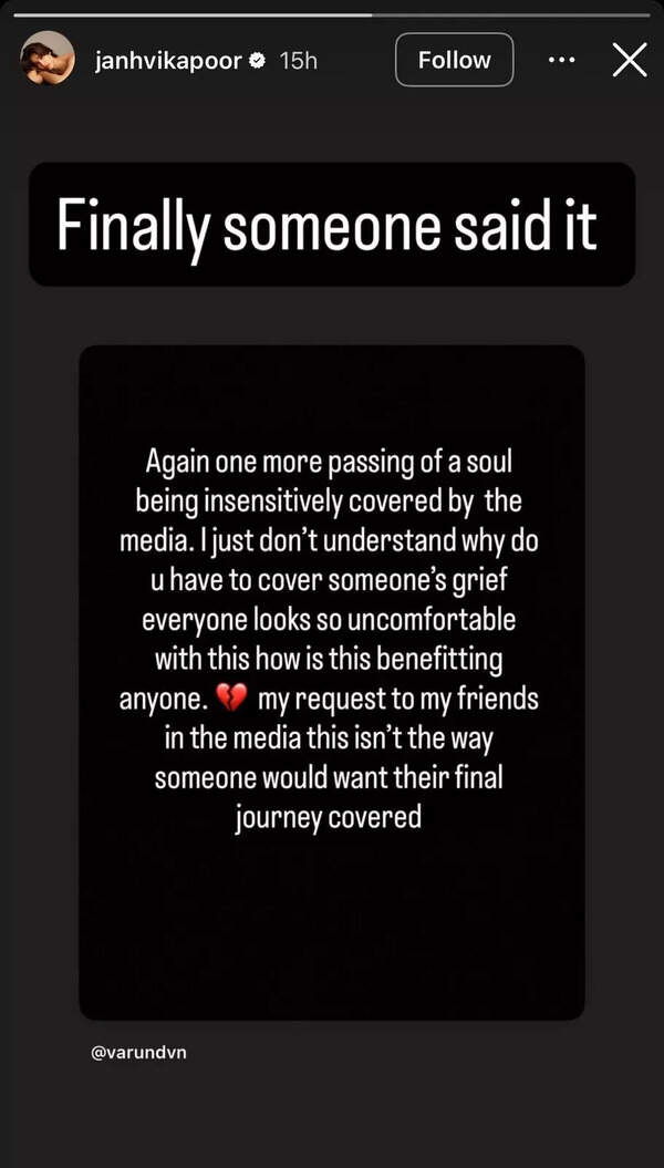 Janhvi Kapoor supports Varun Dhawan's statement on media coverage.
